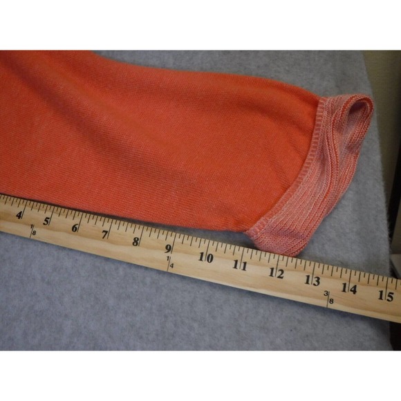 Chico's Women's Sweater Size 2 with Pockets Boat Neck 3/4 Sleeve Pullover Orange - Picture 7 of 8